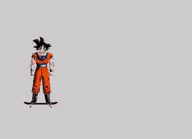 a pixel art of a cartoon character standing next to another character laying on the ground .
