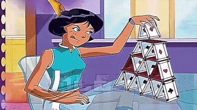 a cartoon character is playing a game of cards