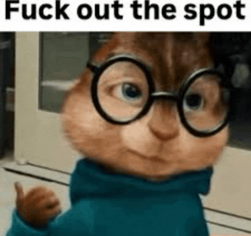 a chipmunk wearing glasses and a blue sweater .