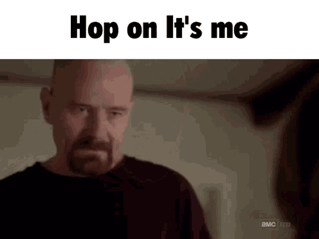 a man with a beard and the words hop on it 's me on top of him