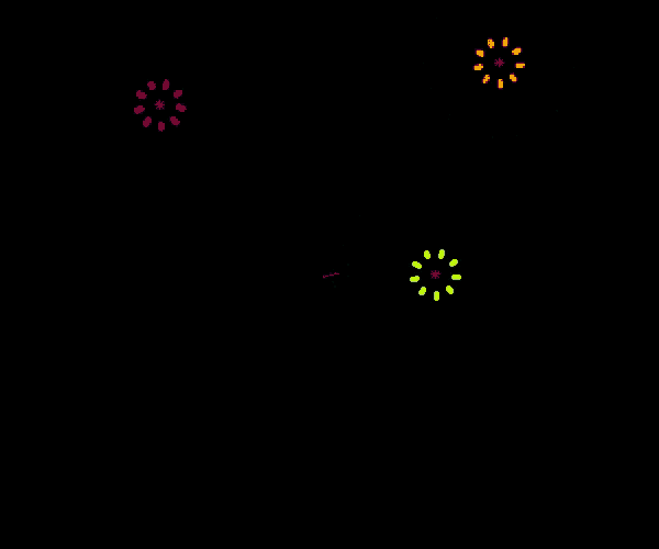 a colorful fireworks display with the words happy new year written in pink