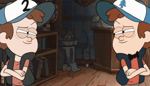 two cartoon characters one with the number 2 on their hat