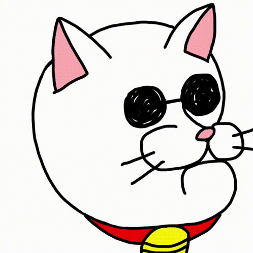 a cartoon drawing of a cat with a yellow star on its eye