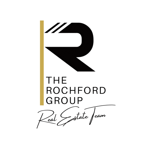 a black and gold logo for the rochford group