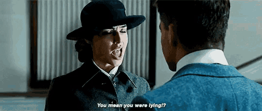 a man and a woman are talking and the woman says you mean you were lying ?