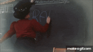 a person writing on a blackboard with the word ph on it