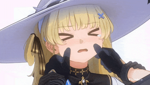 a drawing of a girl with a hat and a cross on her head is titled plumpire