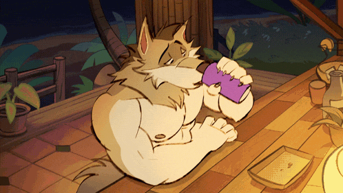 a cartoon of a wolf drinking from a cup