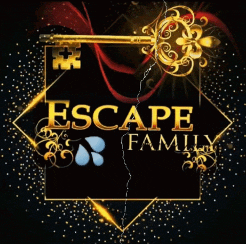 a poster for escape family with a gold key and a broken key
