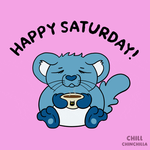 a happy saturday greeting card with a cartoon animal