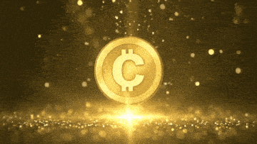 a gold coin with the letter c in the center