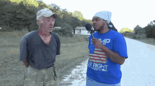 a man wearing a blue shirt that says right everything