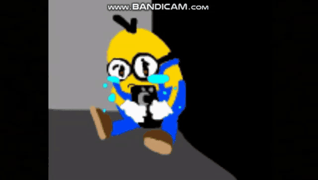 a cartoon minion with a tear coming out of his eye and the words www.bandicam.com on the bottom