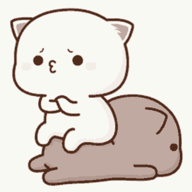 a cartoon cat is sitting on a dog 's back .