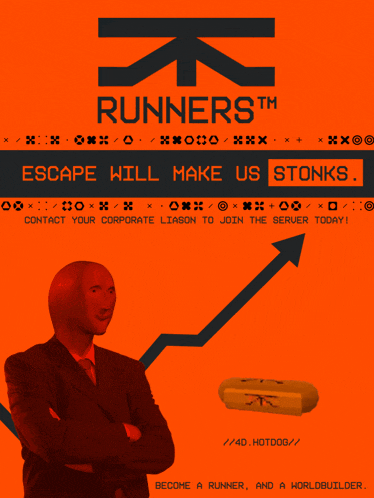a man in a suit and tie stands in front of a sign that says runnersth