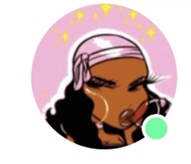 a cartoon drawing of a girl with a pacifier in her mouth .