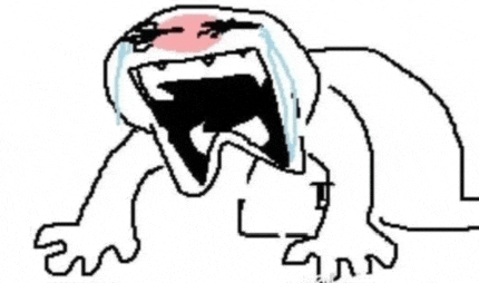 a drawing of a person crying with their mouth open and tears running down their face .