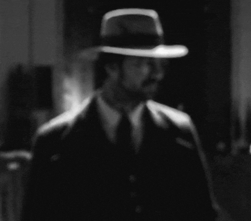 a man in a suit and tie is wearing a fedora hat