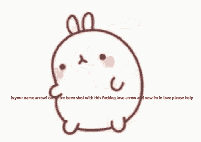 a drawing of a rabbit with an arrow in its mouth .