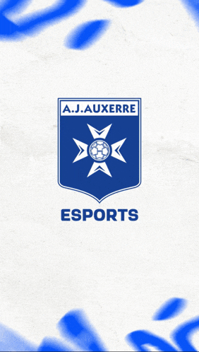 a logo for a.j. auxerre esports with a cross and a soccer ball