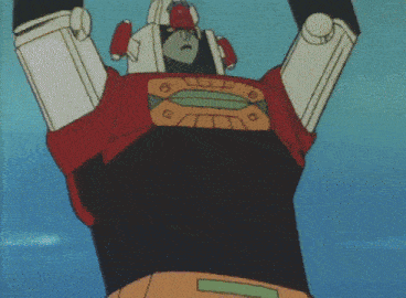 a cartoon character with a red and white costume is holding his fist up in the air