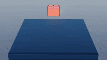 a blue box with a red cube in the middle of it