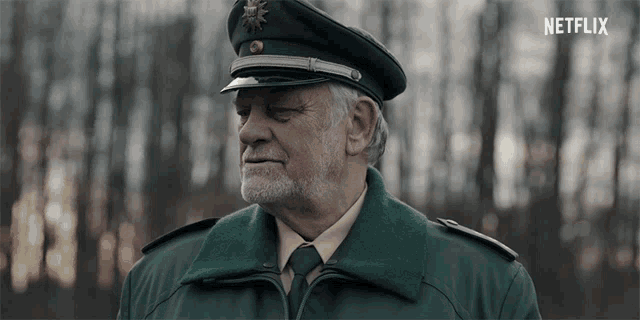 a man in a military uniform has a netflix logo on the bottom right