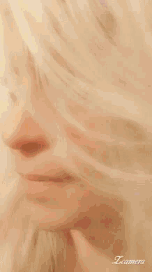 a close up of a woman 's face with the word icamera written on the bottom