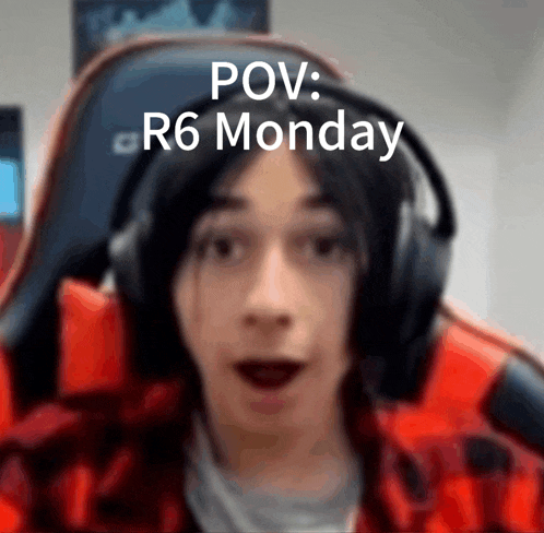 a blurry picture of a person with the words pov r6 monday written above them