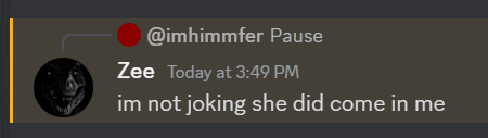 a screenshot of a conversation between zee and imhhimfer pause