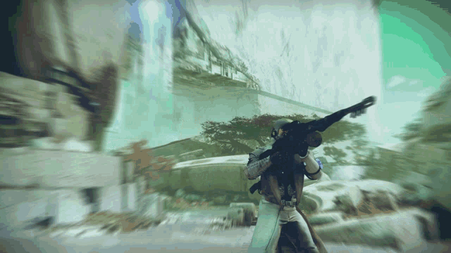 a blurred image of a person holding a gun with the word port in the background