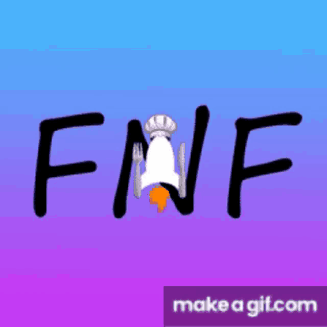 a logo for fnf with a chef 's hat and knives and forks