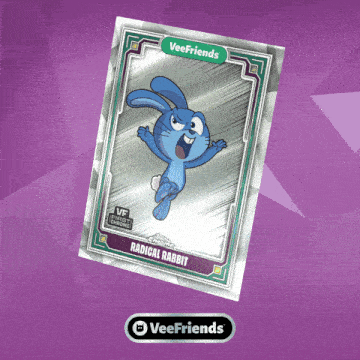 a veefriends card with a blue bunny on it