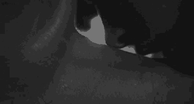 a black and white photo of a person 's neck and mouth