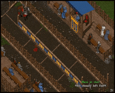 a screenshot of a video game with the words have at thee