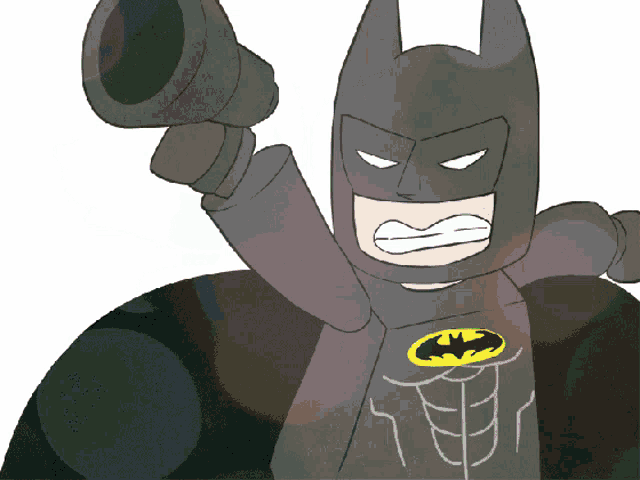 a cartoon drawing of a batman with a gun