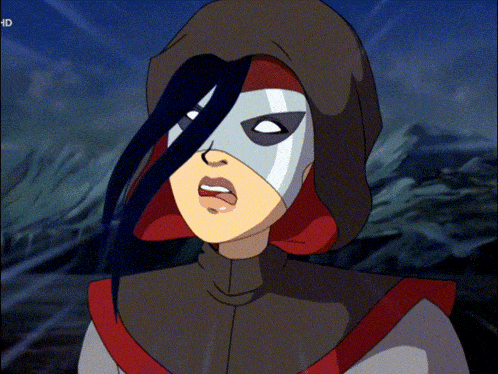 a cartoon character with a mask on her face and the word hd on the bottom