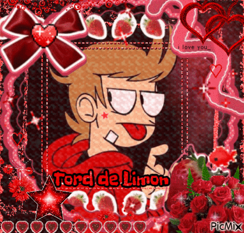 a picture of a cartoon character that says i love you on it