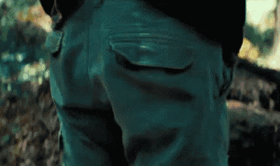 a close up of a person 's pants showing the back pocket .