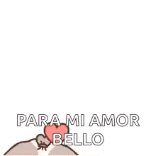 a cartoon dog is holding a heart in its mouth surrounded by pink hearts .