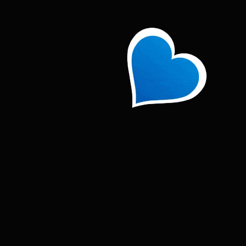 three blue hearts on a black background with a white outline