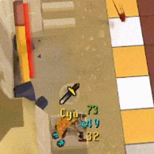 an aerial view of a video game with the number 73 on the bottom left