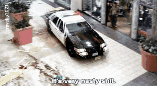 a police car says it 's very nasty shit on the side