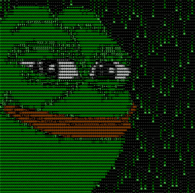 a computer generated image of a frog 's face made up of green and black lines