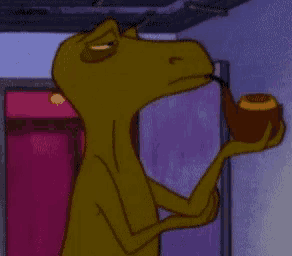 a cartoon character is holding a teapot in his hand
