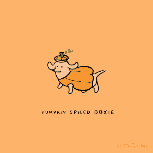 a cartoon of a dog dressed as a pumpkin