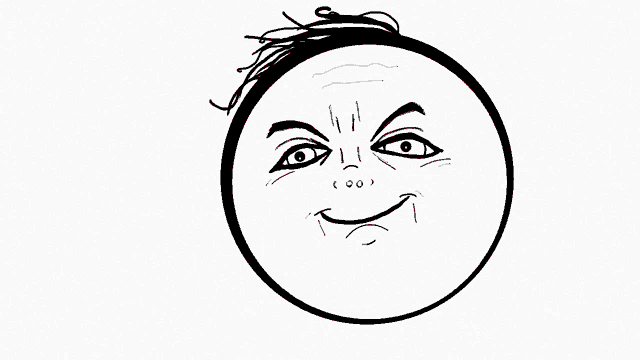 a black and white drawing of a face with a red tongue sticking out