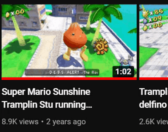 a video of super mario sunshine tramplin stu running has 8.9k views