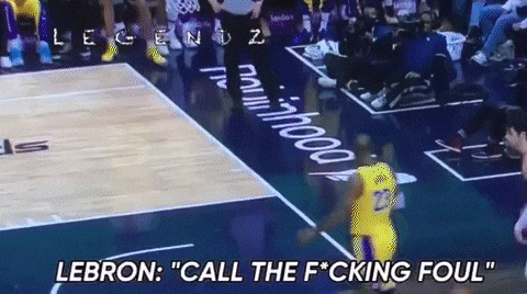 a basketball player says lebron call the f * cking foul during a game