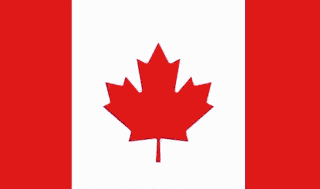 a flag with a maple leaf between the british flag and the australian flag